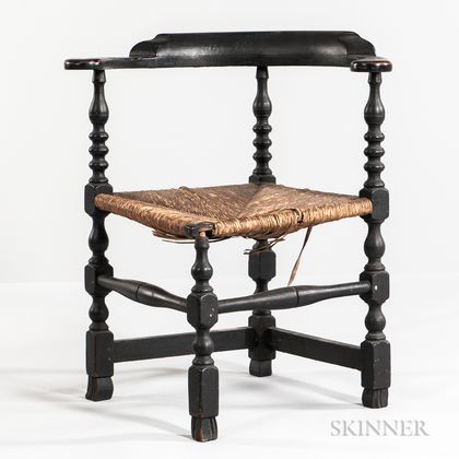 Black-painted and Turned Round-about Chair