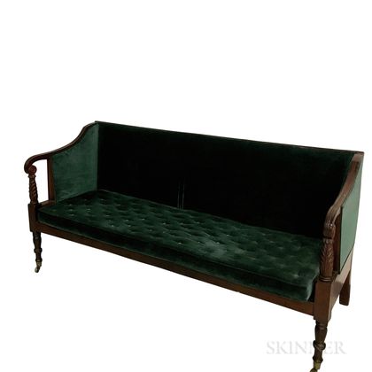 Classical Carved and Upholstered Mahogany Sofa