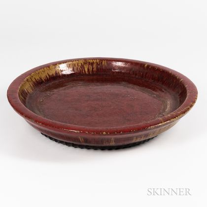 Large Chinese Oxblood Glazed Ceramic Platter