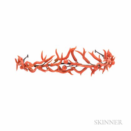 Early Victorian Branch Coral Tiara