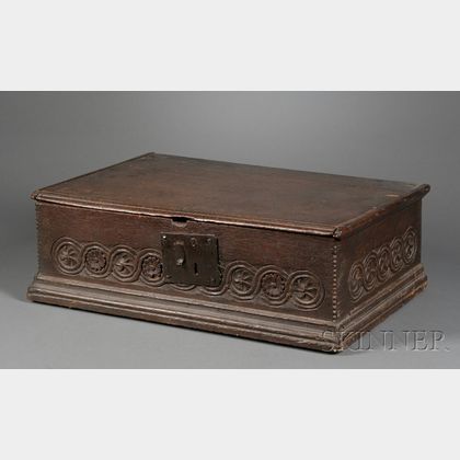 English Jacobean Carved Oak Bible Box