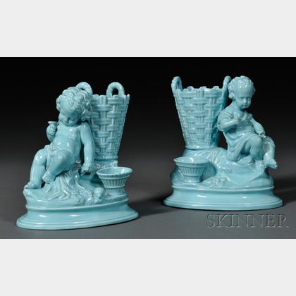 Pair of Wedgwood Turquoise-glazed Earthenware Figures