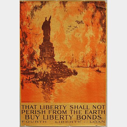 Joseph Pennell That Liberty Shall Not Perish From the Earth WWI Lithograph Poster
