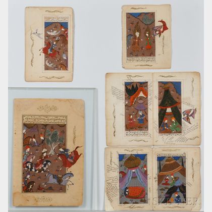 Seven Painted Manuscript Pages