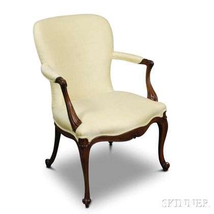 French Provincial-style Carved Fruitwood Fauteuil