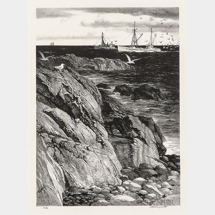 Maritime Scenes and Landscapes, Eight Works.