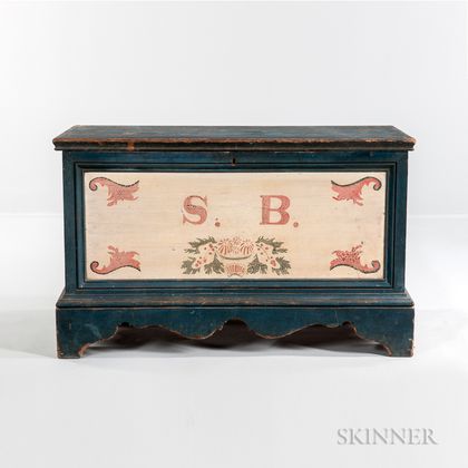 Sold At Auction Paint-decorated Poplar Blanket Chest "S.B.," Auction ...