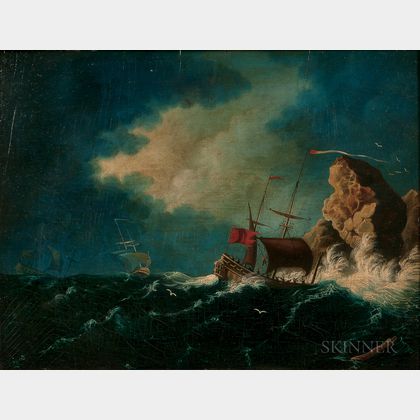 William LeStrange (British, 1782-1846) Vessels in Storm