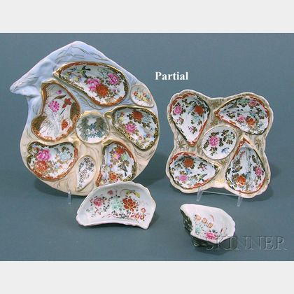 Group of Seventeen Chinese Export Satsuma Porcelain Oyster Dishes