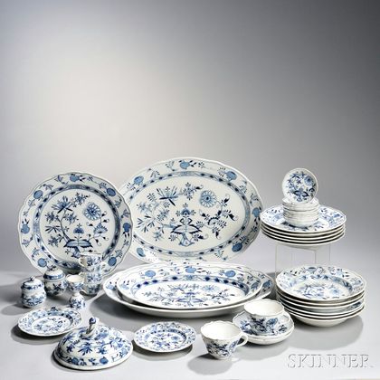 Assembled Blue Onion Pattern Porcelain Dinner Service