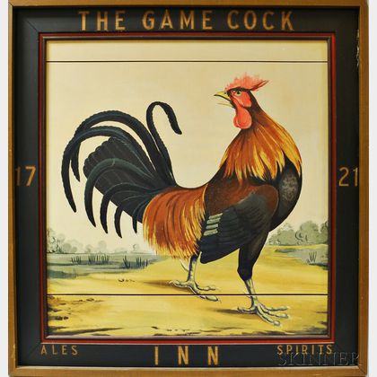 "The Game Cock Inn" Paint-decorated Sign