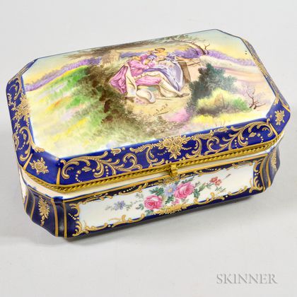 Continental Paint-decorated Ceramic Jewelry Box