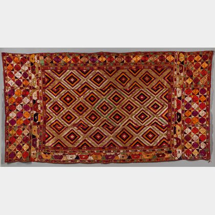 Phulkari Embroidered Bagh Textile