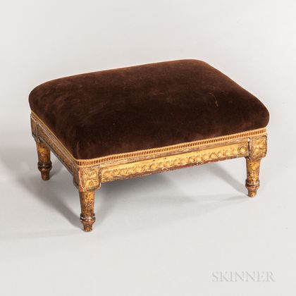 Louis XVI Diminutive Gilded and Upholstered Footstool