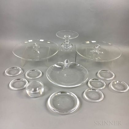 Thirteen Pieces of Steuben Colorless Glass