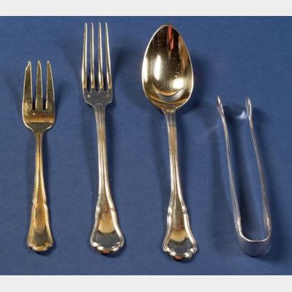 Twenty-Four Gold-washed French .950 Silver Flatware Items