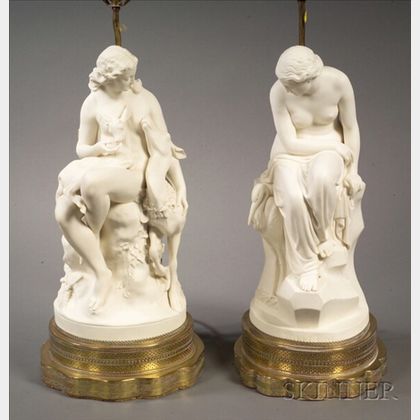 Two Parian Figural Lamps
