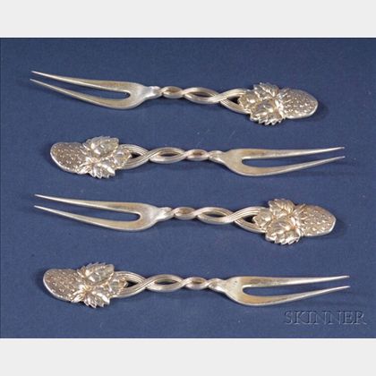 Twelve Tiffany & Company Sterling "Strawberry" Pattern Berry Forks