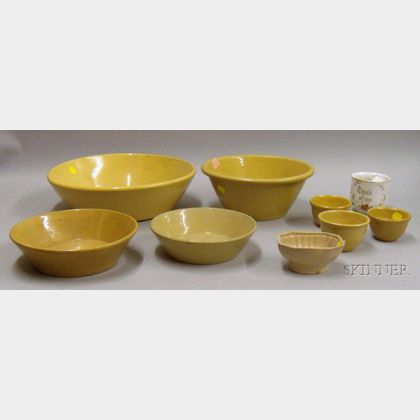 Nine Pieces of Assorted Yellowware and Ceramic Kitchenware