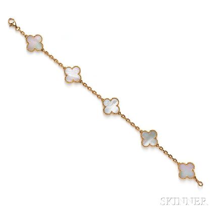 18kt Gold and Mother-of-pearl "Alhambra" Bracelet, Van Cleef & Arpels
