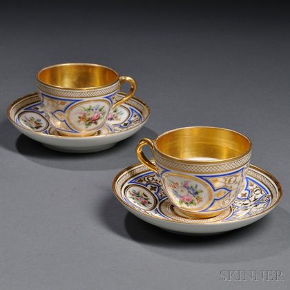 Pair of Popov Porcelain Cups and Saucers