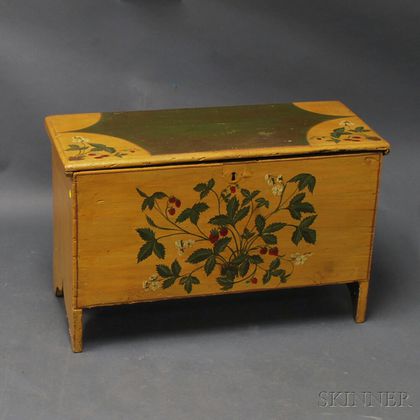 Yellow-painted Six-board Blanket Chest
