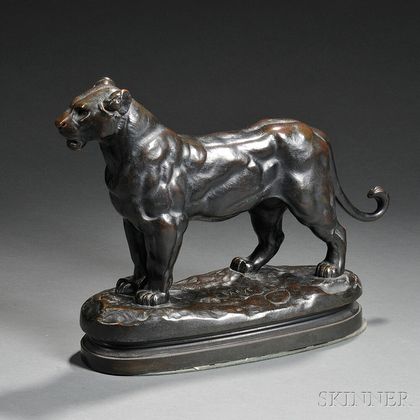 After Antoine-Louis Barye (French, 1795-1875) Bronze Figure of a Lioness