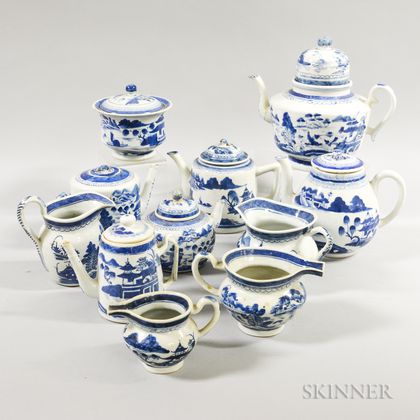 Eleven Pieces of Canton Porcelain Teaware