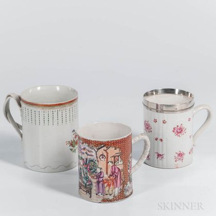 Three Export Porcelain Mugs