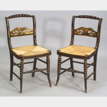 Pair of Gilt Stencil Decorated Fancy Chairs