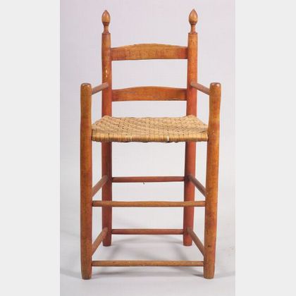 Red Stained Maple and Ash Weaver's Chair