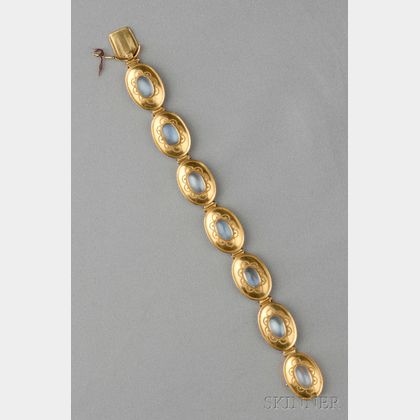 18kt Gold and Moonstone Bracelet, Herbert Haarstick