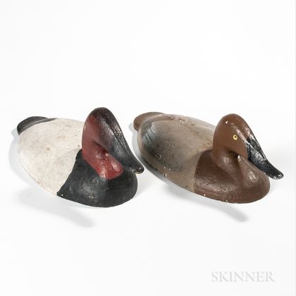 Two Painted Cast Iron Ducks
