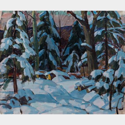 Carl William Peters (American, 1897 or 1898-1980) Snow-laden Evergreens