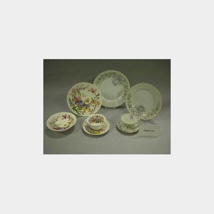 Fifty-two Piece Wedgwood Ranunculus Pattern Ceramic Dinnerware Set and a Thirty-eight Piece Norwegian Porcelain Partial Service. 