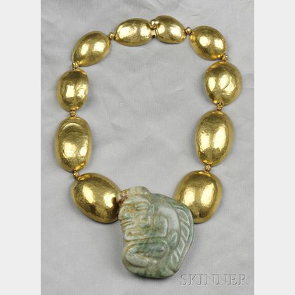 18kt Gold and Jade Amulet Necklace, Margret Craver