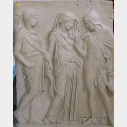 Caproni Bros. Type Classical Painted Cast Plaster Relief Panel Zeus Antiopa Amphion