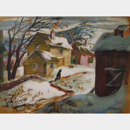 Henry Martin Gasser (American, 1909-1981) Houses in Winter