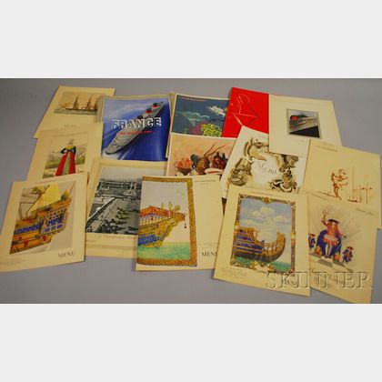 Collection of 1930s Compagnie General Transatlantique French Line Normandie