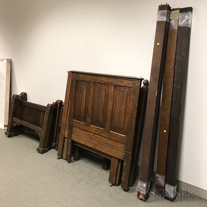 Three Carved Oak Low Post Beds. Estimate $300-500
