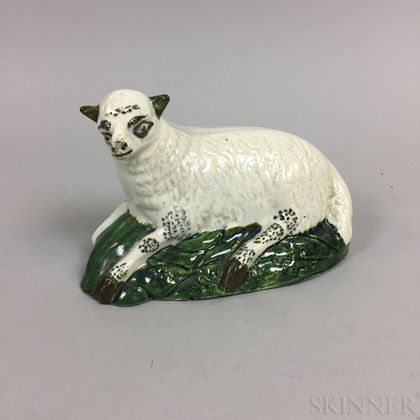 Prattware Ceramic Recumbent Sheep