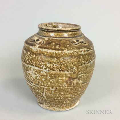Small Olive-glazed Martaban Pottery Jar