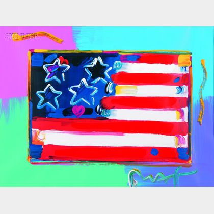 Peter Max (American, b. 1937) Flag with Heart