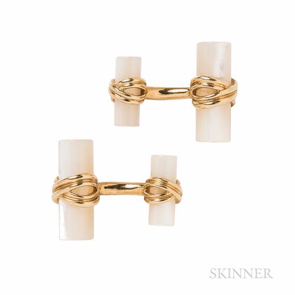 18kt Gold and Mother-of-pearl Cuff Links, Tiffany & Co.