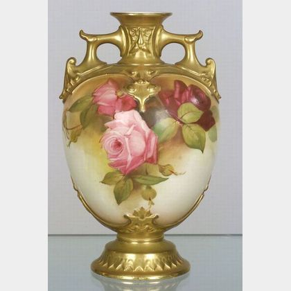 Hadley Royal Worcester Porcelain Potpourri Vase