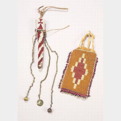 Two Southern Plains Beaded Items
