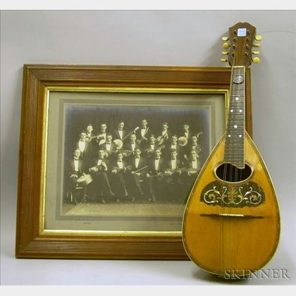 Ditson Victory Inlaid Mandolin and a Framed Circa 1920s Albumen Portrait Photograph of a Band