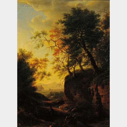 Attributed to Johann Franciscus Ermels (German, 1621-1693) Figures in a Bucolic Landscape