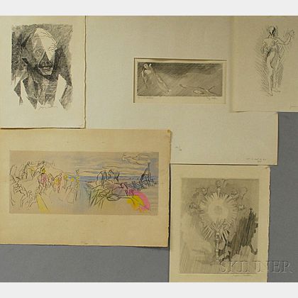 Jacques Villon (French, 1875-1963) Five Prints: Portrait de Valery