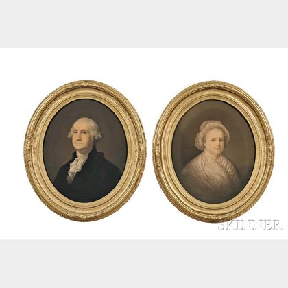 Washington, George (1732-1799) and Martha (1731-1802) Framed Chromolithographs.